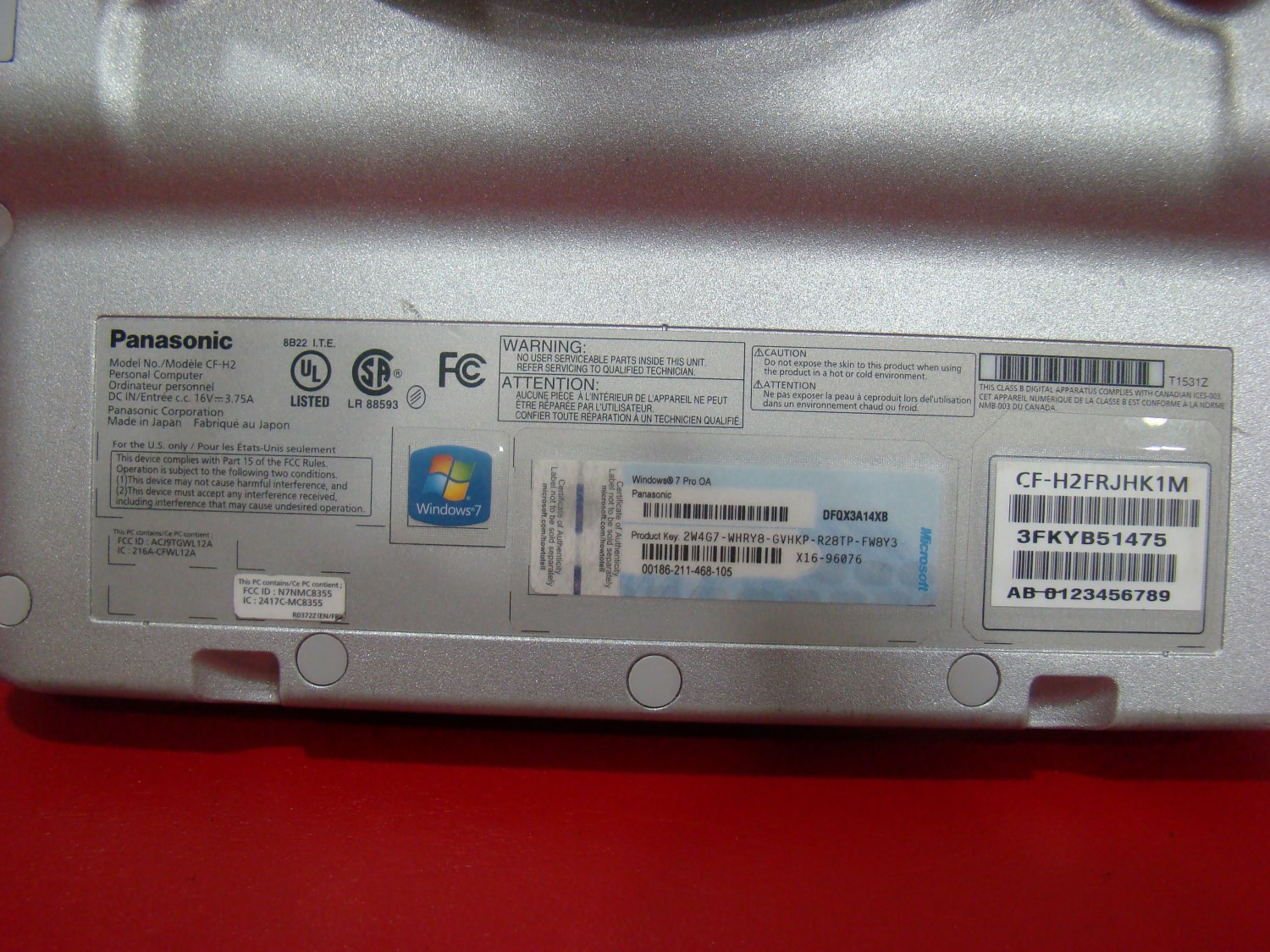 Panasonic CF-H2 i5 1.80GHz Win7 Touchscreen WIFI BlueTooth CF